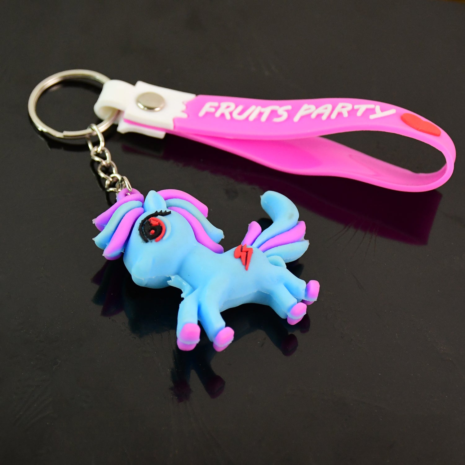Cute Cartoon Unicorn Keychain With Silicone Strap (1 Pc) Cute Cartoon Unicorn Keychain With Silicone Strap (1 Pc)